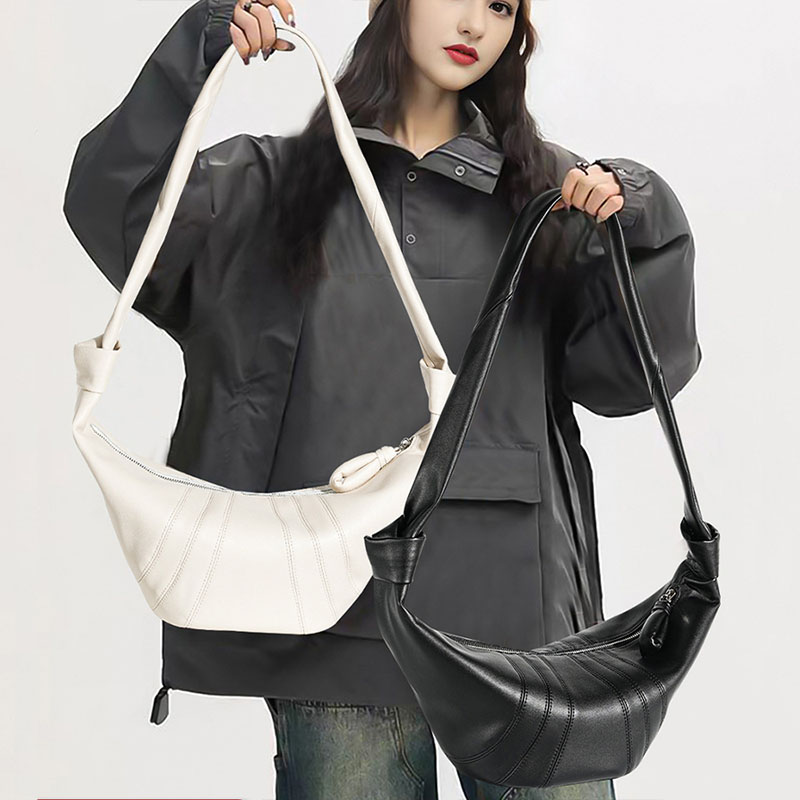 Women's Genuine Leather Dumpling Shape Crossbody Shoulder Bag In Minimalist