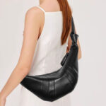 Women's Genuine Leather Dumpling Shape Crossbody Shoulder Bag In Minimalist