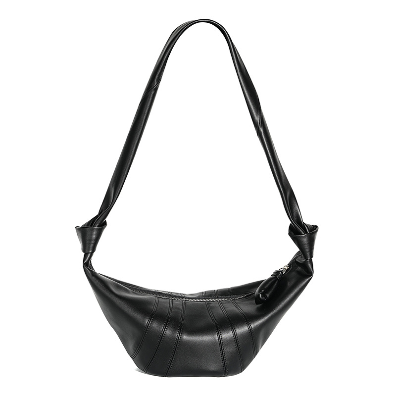 Women's Genuine Leather Dumpling Shape Crossbody Shoulder Bag In Minimalist
