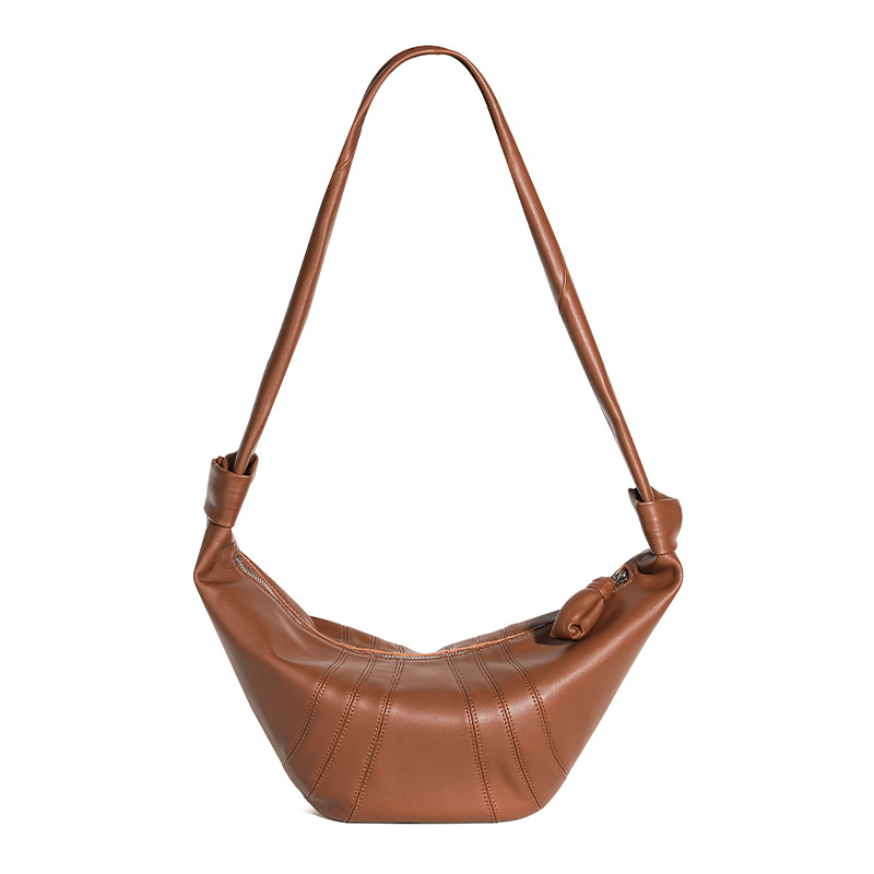 Women's Genuine Leather Dumpling Shape Crossbody Shoulder Bag In Minimalist