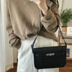 Damen Echtleder Schloss Crossbody Umhängetasche In Minimalistisch