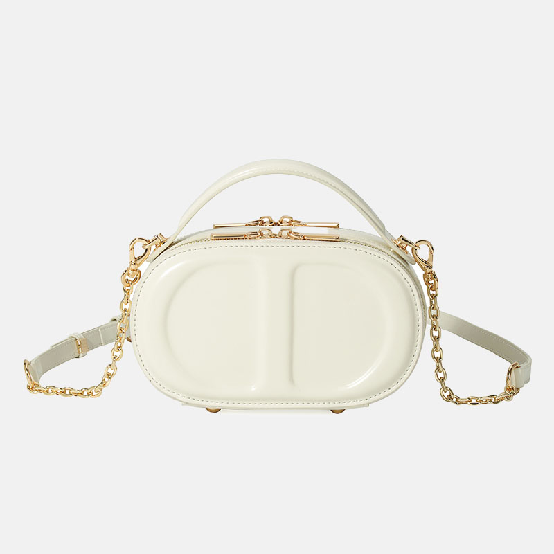 Sac à main en cuir véritable Minimalist Oval Crossbody Chain Handbag