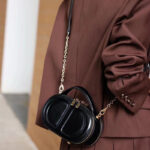 Women's Genuine Leather Minimalist Oval Box Crossbody Chain Handbag