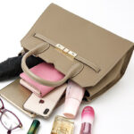 Women's Genuine Leather Zipper Closure Lock Buckle Crossbody Handbags