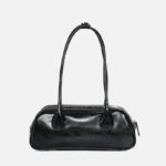 Women's Genuine Leather Zipper Shoulder Baguette Bag In Vintage