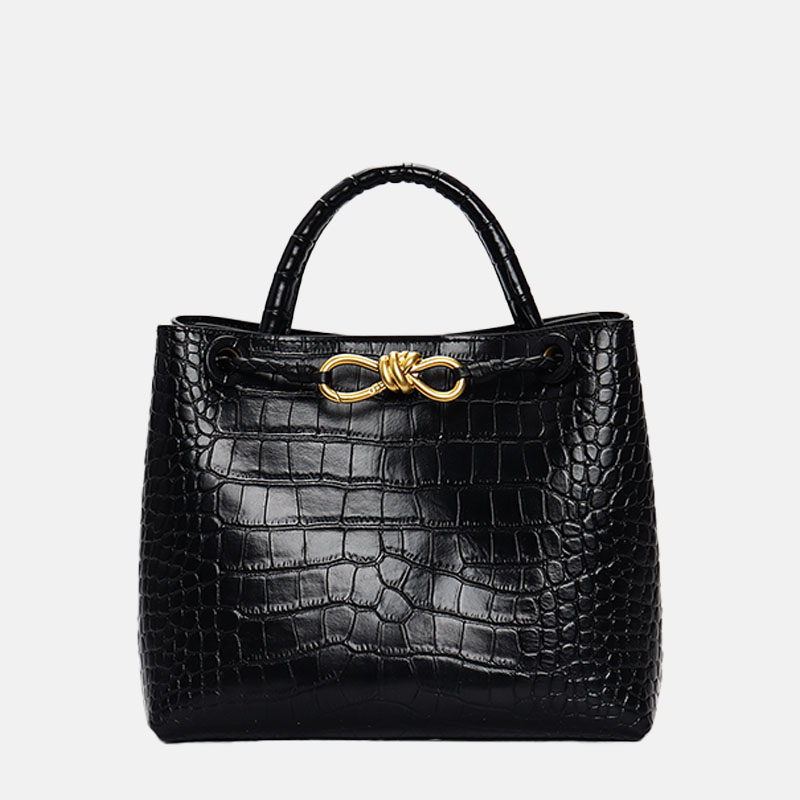 Women's Minimalist Crocodile Leather Rope Buckle Crossbody Tote Bags