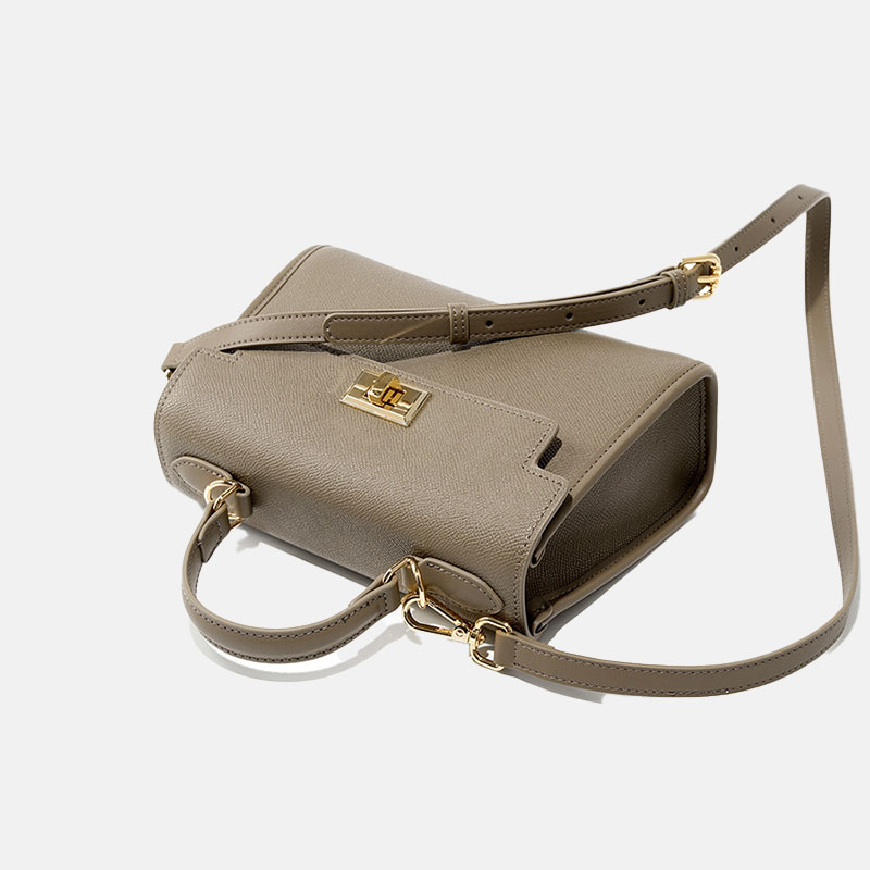 Minimalistische Damen Crossbody Tasche aus echtem Leder mit Klappe und Verschluss