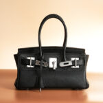 Women's Minimalist Genuine Leather Rectangular Lock Buckle Crossbody Top Handle Bag