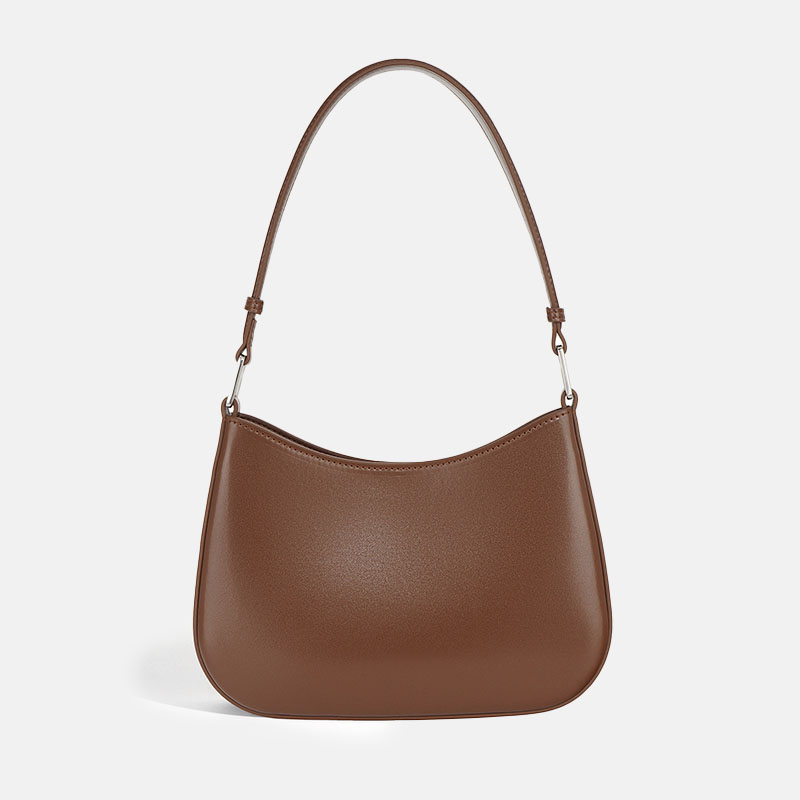 Women's Minimalist Shoulder Baguette Bag In Genuine Leather
