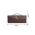 Women's Minimalist Woven Genuine Leather Crossbody Baguette Handbags