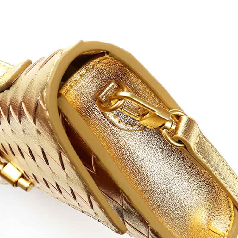 Minimalistische gewebte Damen Echtleder Crossbody Baguette Handtaschen
