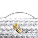 Minimalistische gewebte Damen Echtleder Crossbody Baguette Handtaschen