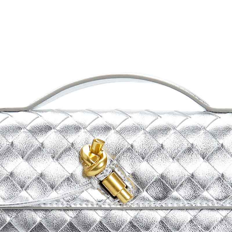Minimalistische gewebte Damen Echtleder Crossbody Baguette Handtaschen