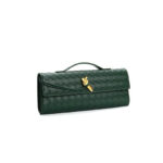 Women's Minimalist Woven Genuine Leather Crossbody Baguette Handbags