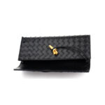 Women's Minimalist Woven Genuine Leather Crossbody Baguette Handbags