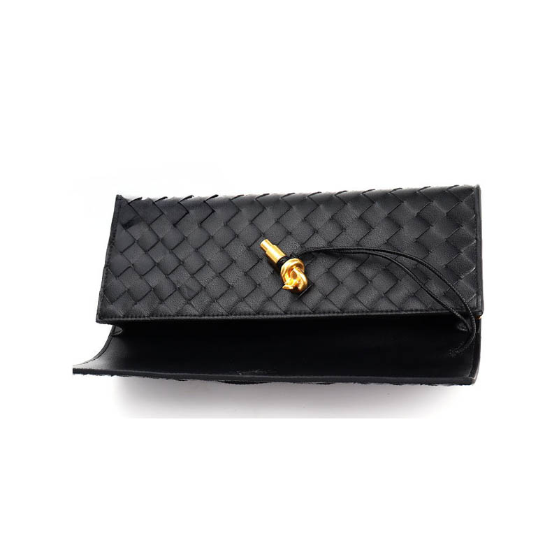 Women's Minimalist Woven Genuine Leather Crossbody Baguette Handbags