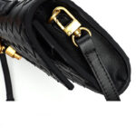 Women's Minimalist Woven Genuine Leather Crossbody Baguette Handbags