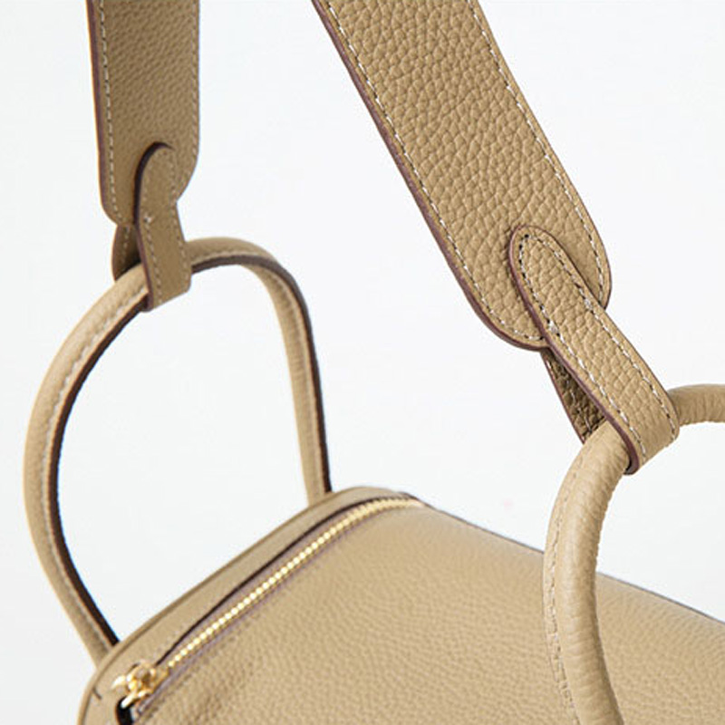 Sac à main en cuir véritable avec fermeture à glissière et bandoulière pour femmes
