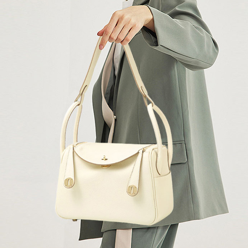 Sac à main en cuir véritable avec fermeture à glissière et bandoulière pour femmes
