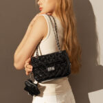 Women's Quilted Genuine Leather Chain Lock Buckle Crossbody Shoulder Bag In Minimalist