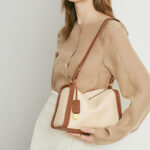 Women's Vintage Leather Colorblock Crossbody Shoulder Bag