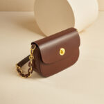 Women's Vintage Minimalist Genuine Leather Lock Chain Crossbody Shoulder Bag