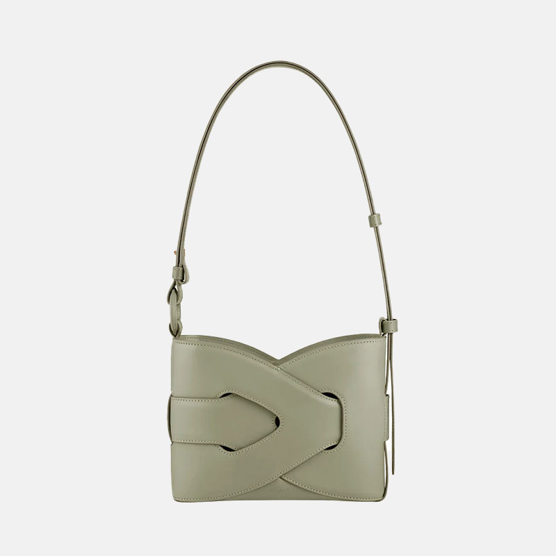 Women's Woven Geometric Y-Shaped Crossbody Shoulder Bucket Bag