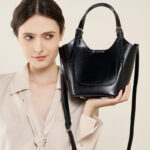 Women's Genuine Leather Minimalist Bucket Crossbody Tote Bag