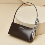 Women's Genuine Leather Zipper Closure Crossbody Baguette Bags In Minimalist