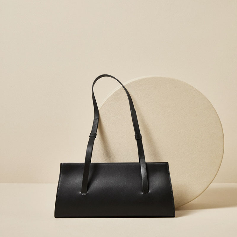 Women's Minimalist Genuine Leather Magnetic Closure Baguette Bags