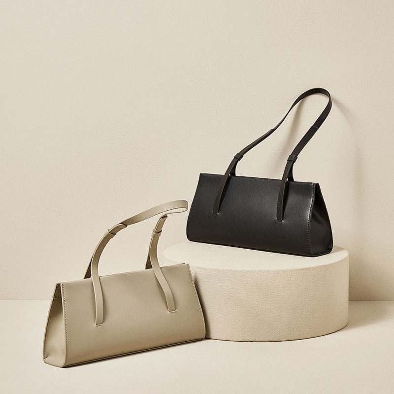 Women's Minimalist Genuine Leather Magnetic Closure Baguette Bags