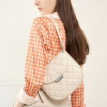 Women's Quilted Genuine Leather Minimalist Magnetic Clasp Saddle Bags