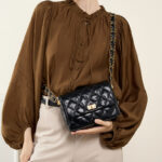 Women's Vintage Quilted Genuine Leather Lock Flap Shoulder Crossbody Chain Bags