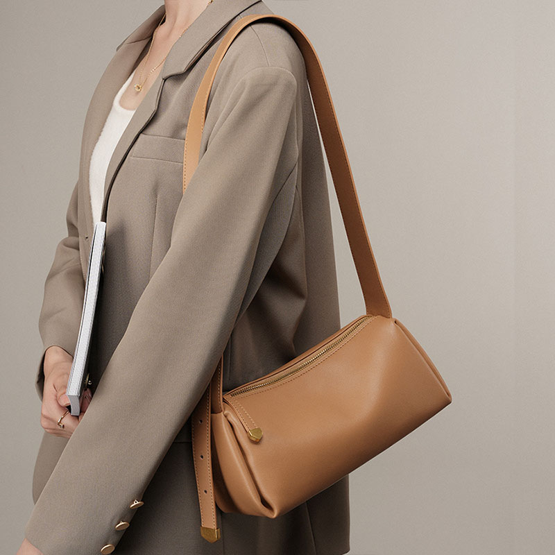 Sacs Baguette Vintage en cuir véritable souple pour femmes