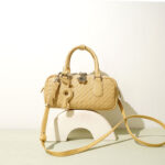 Women's Woven Genuine Leather Zipper Lock Top Handle Bag In Minimalist