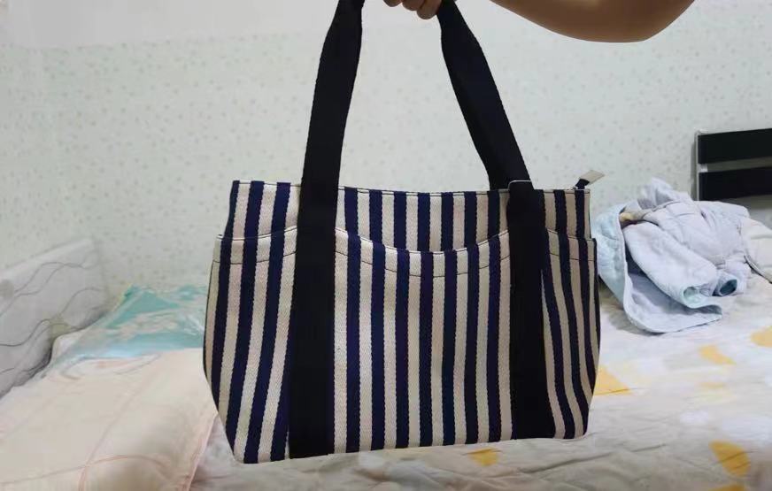 Women's Large Stripes Canvas Tote Bags photo review