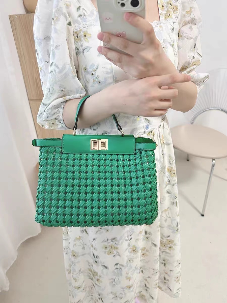 Women's Woven PU Lock Buckle Crossbody Shoulder Handbags photo review