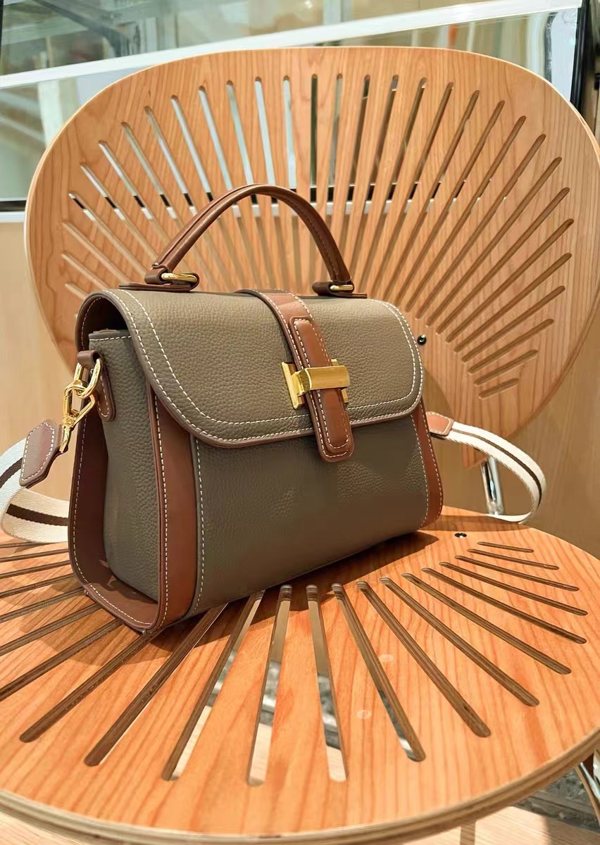 Women's Retro Genuine Leather Color Block Crossbody Top Handle Bag photo review