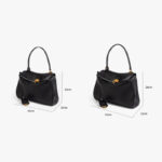 Women's Black Leather Lock Crossbody Shoulder Bag