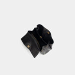 Women's Black Leather Lock Crossbody Shoulder Bag