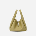 Women's Genuine Leather Minimalist Lock Bucket Bag