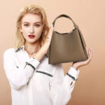 Women's Genuine Leather Minimalist Shoulder Bucket Bag