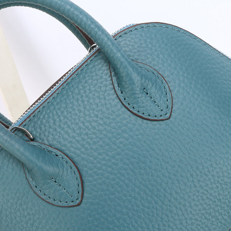 Sac à main en cuir véritable à fermeture éclair en forme de coquillage pour femmes