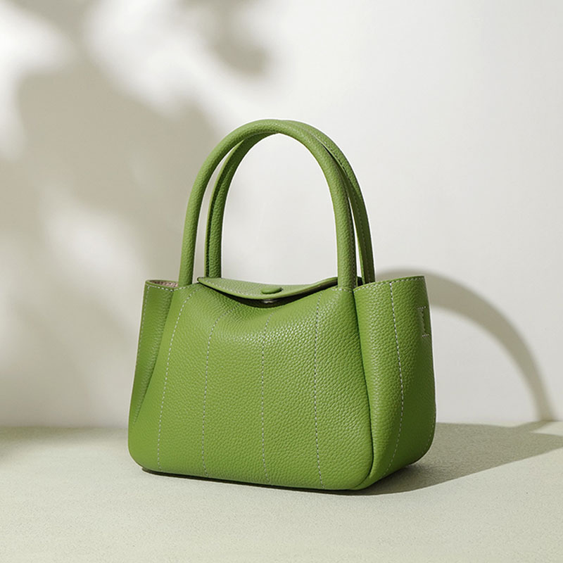 Damen Mini-Tasche aus echtem Leder in minimalistischer Yuanbao-Form