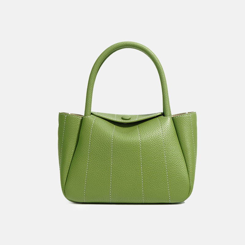 Mini sac fourre-tout en cuir véritable minimaliste en forme de Yuanbao pour femmes
