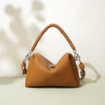 Women's Minimalist Genuine Leather Pillow-Shaped Shoulder Handbag