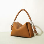 Women's Minimalist Genuine Leather Pillow-Shaped Shoulder Handbag