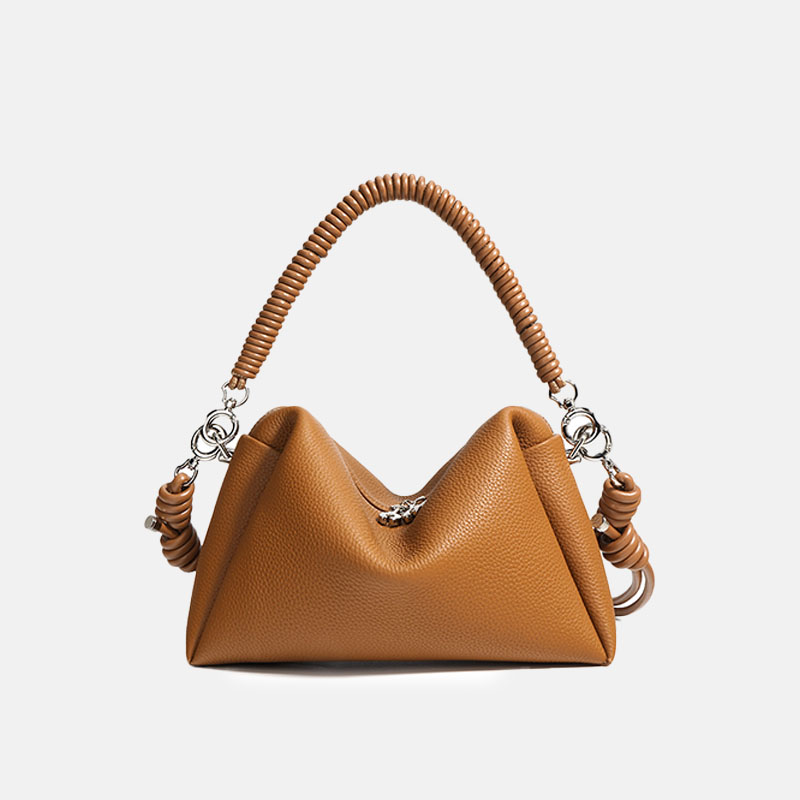 Women's Minimalist Genuine Leather Pillow-Shaped Shoulder Handbag