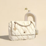 Women's Quilted Chain Strap Pleated Crossbody Bag