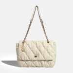 Women's Quilted Chain Strap Pleated Crossbody Bag